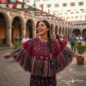 Cape huipil One of a kind 29 X 13 plus 8 inch fringe